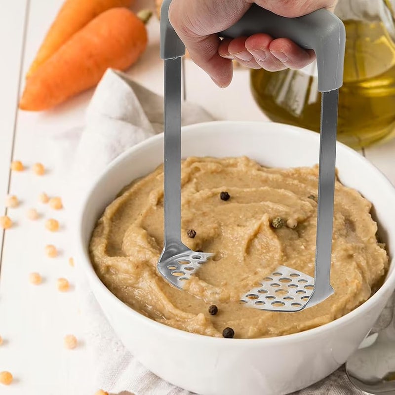 أداة المطبخ اليدوية من الفولاذ المقاوم للصدأ لهرس البطاطس وعصر الطعام وهرس الخضروات اليدوي - Image 4